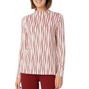 NWT Liverpool Mock Neck Shibori Print Long Sleeve Top